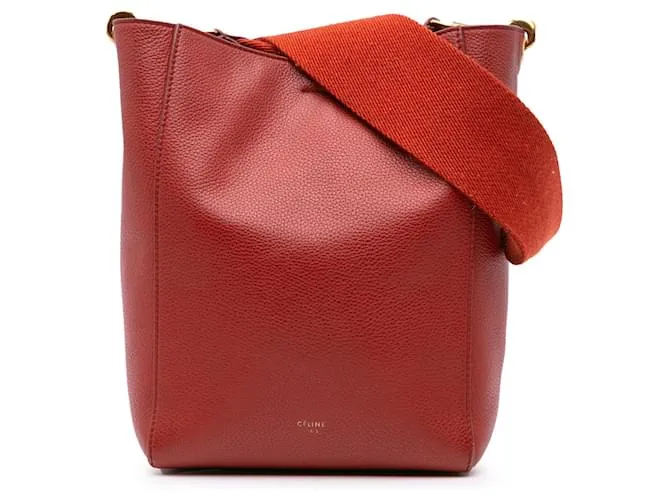 Céline Borsa a secchiello piccola in pelle rossa con tracolla Celine Rosso