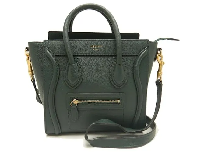 Céline Borsa a mano Celine Luggage Nano Shopper Verde scuro