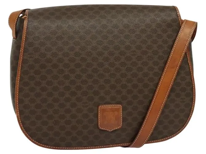 Céline Borsa a spalla in tela Macadam CELINE in pelle PVC marrone oro Auth bs25678 D'oro