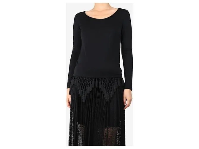 Emilio Pucci Top con frange nere - taglia UK 8 Nero