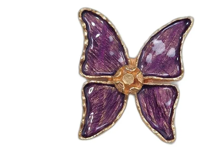 Spilla farfalla di Yves Saint Laurent vintage 1990s Viola scuro