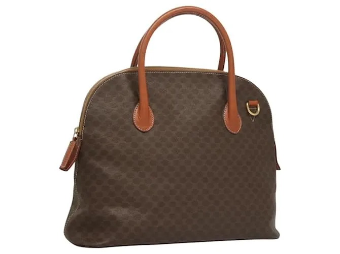 Céline Borsa a mano in tela Macadam CELINE in pelle PVC marrone oro Auth 122168 D'oro