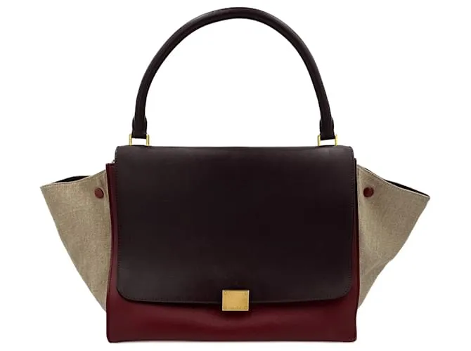 Céline Borsa a mano in pelle tricolore Trapeze Grande Bordò