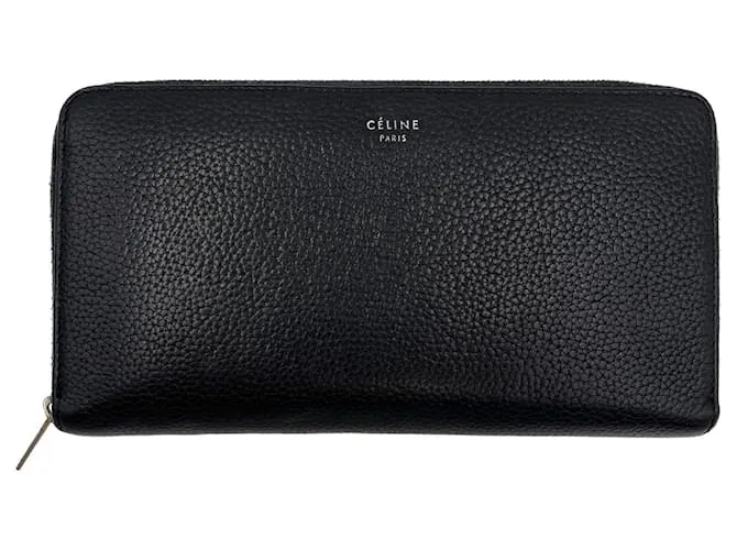 Céline Portafoglio lungo in pelle nera Nero