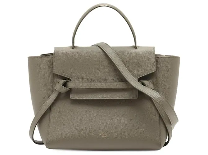 Céline Belt Bag in pelle di vitello micrograna 3 modi borsa tote verde militare
