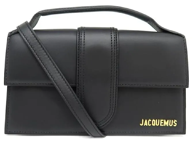 NUOVO JACQUEMUS LE GRAND BAMBINO 213BA007 BORSA IN PELLE NERA Nero
