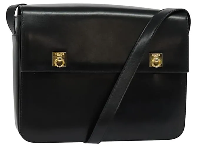 Céline Borsa a Spalla CELINE in Pelle Nera Oro Auth 122122 Nero D'oro