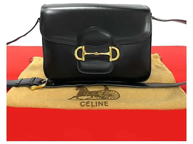 Céline Borsa a spalla in pelle Horsebit Celine Nero