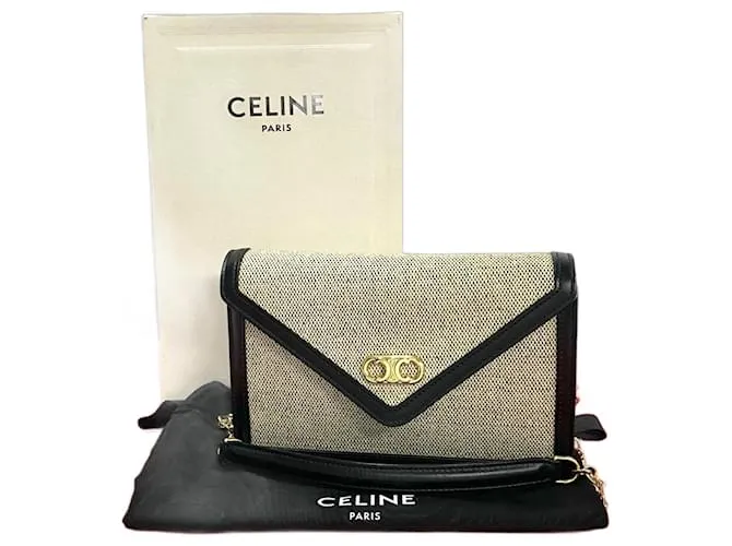 Céline Borsa a spalla in tela e pelle Celine Triomphe Nero