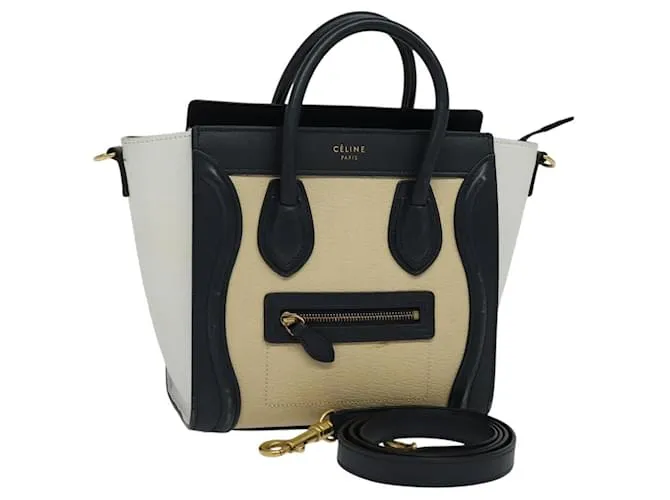 Céline Borsa a mano micro Luggage in pelle 2 in 1 beige oro Auth 118902 D'oro