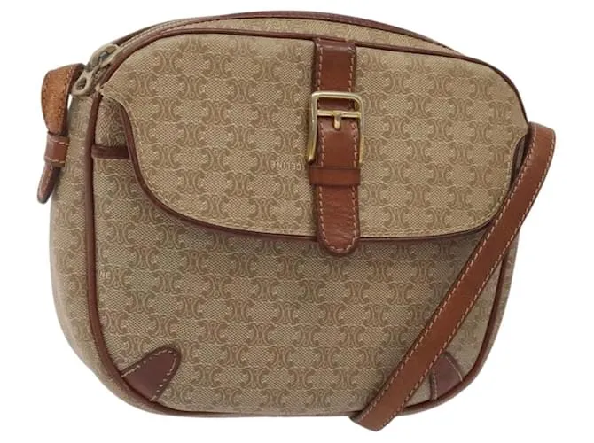 Céline Borsa a spalla in tela Macadam CELINE Beige Oro Auth BA1813 D'oro