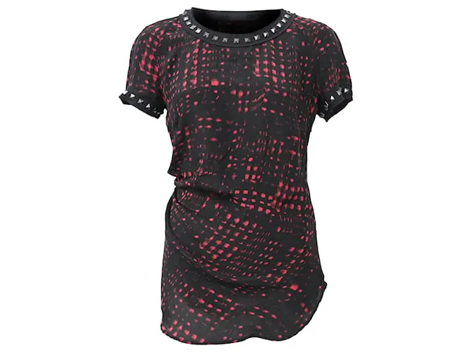 Blusa stampata con borchie Isabel Marant in seta nera Multicolore