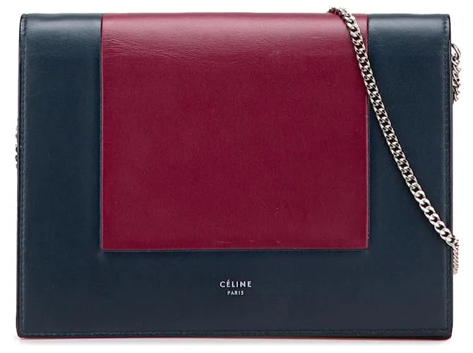 Céline Portafoglio in pelle rossa Celine con catena Rosso Bordò