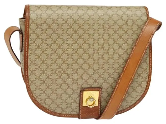 Céline Borsa a Spalla CELINE PVC Beige Oro Auth sw676 D'oro