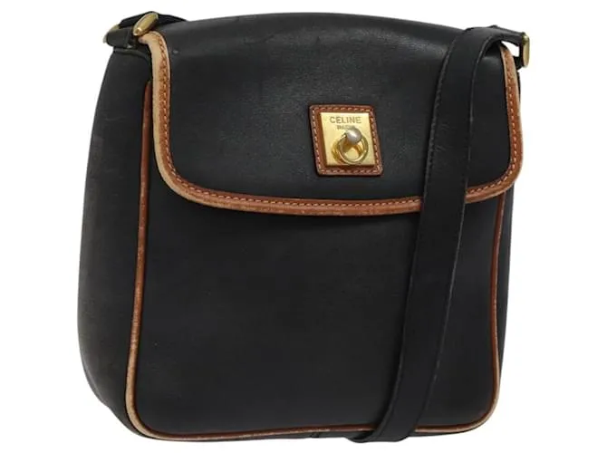 Céline Borsa a spalla CELINE in pelle nera e oro Auth BA1801 Nero D'oro