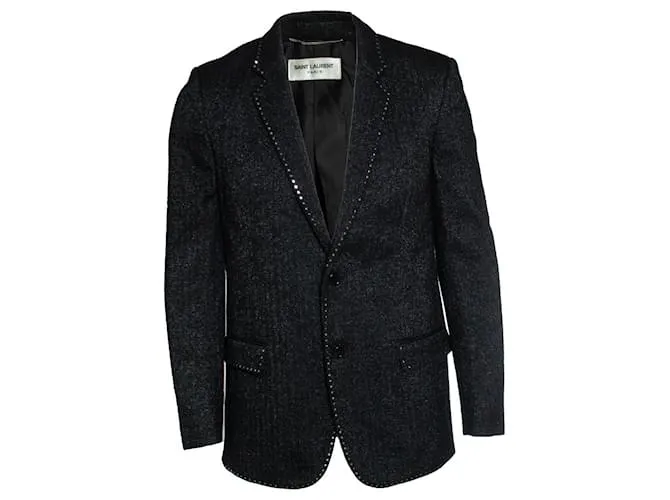 Blazer con bordo ricamato di paillettes Saint Laurent, 19FW Grigio