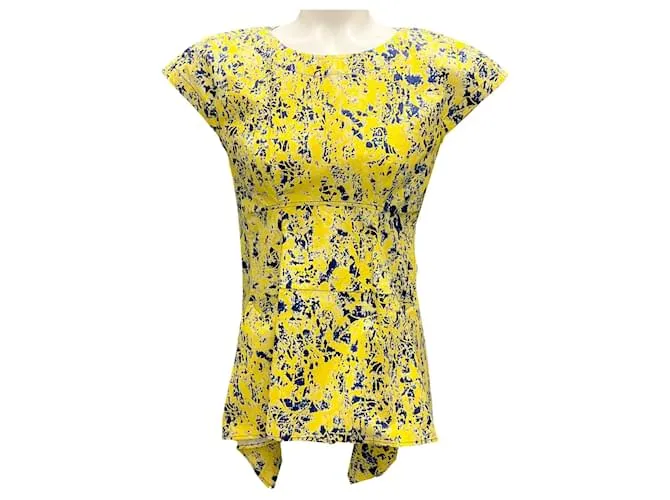 Top in cotone stampato giallo / blu Jil Sander