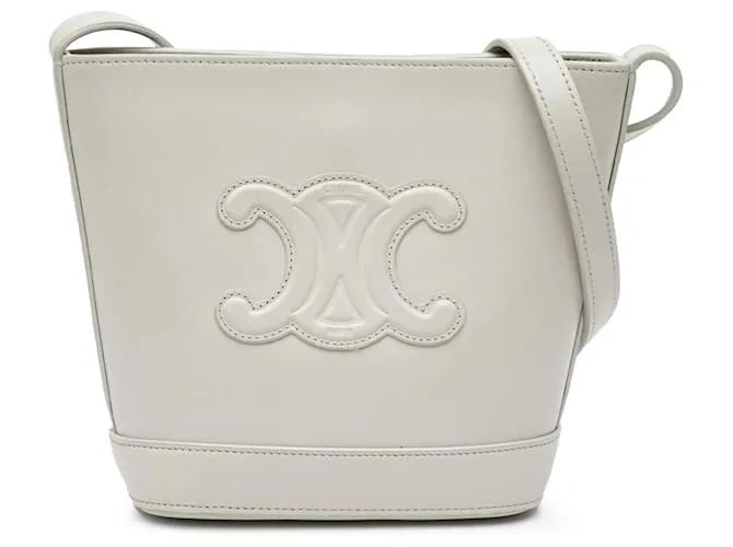 Céline Borsa a secchiello Triomphe in pelle di vitello liscia Celine Gray Small Marrone Grigio