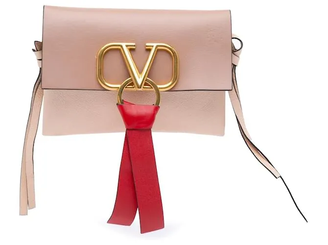 Clutch VRing in pelle rosa Valentino