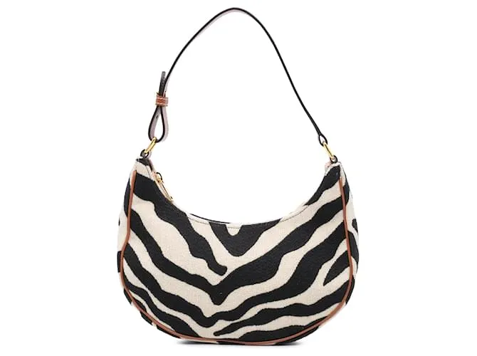 Céline Borsa a spalla Ava in tela con stampa zebra Celine Brown Marrone Beige