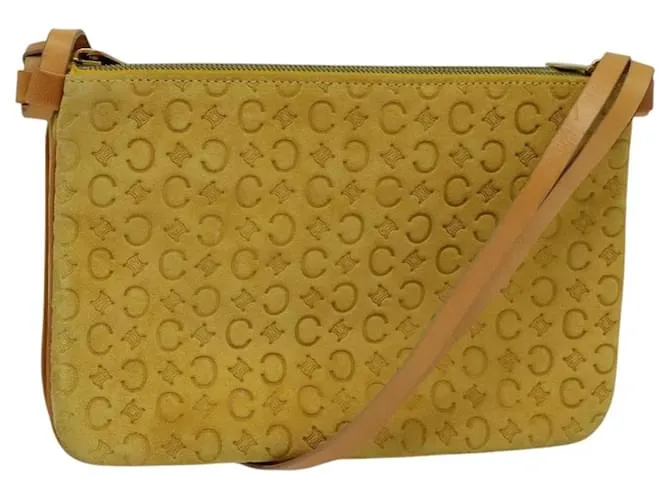 Céline Borsa a spalla in tela Macadam CELINE C in suede giallo oro Auth BA1861 D'oro
