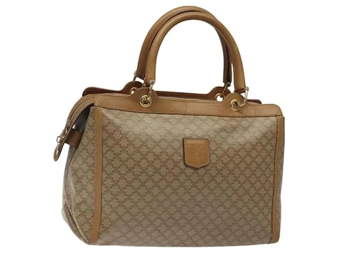 Céline Borsa a mano in tela Macadam CELINE beige e oro Auth BA1995 D'oro