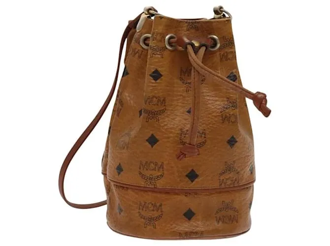 Borsa a Spalla MCM Logogram Vicetos in Pelle PVC Marrone Auth BA1810