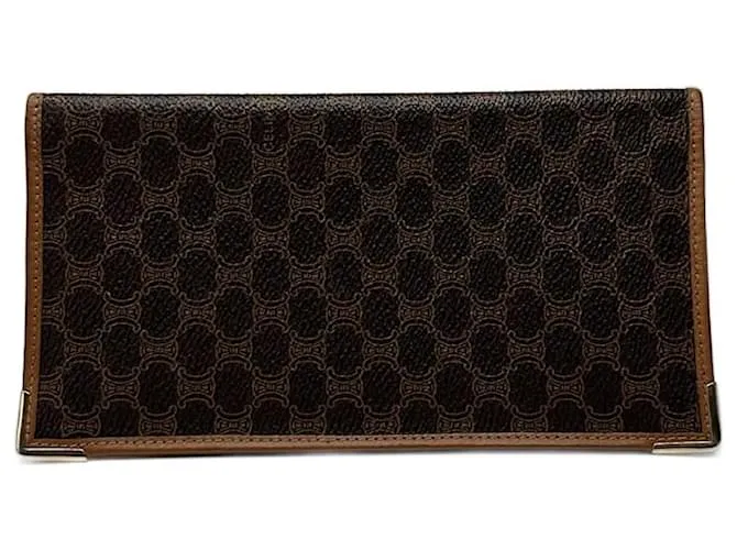 Céline Porta carte ID in pelle monogramma vintage Celine marrone