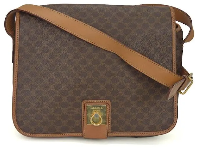 Céline Borsa a spalla in pelle PVC marrone Celine