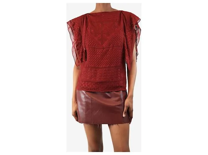 Top in seta rossa ricamato Isabel Marant - taglia UK 6 Rosso