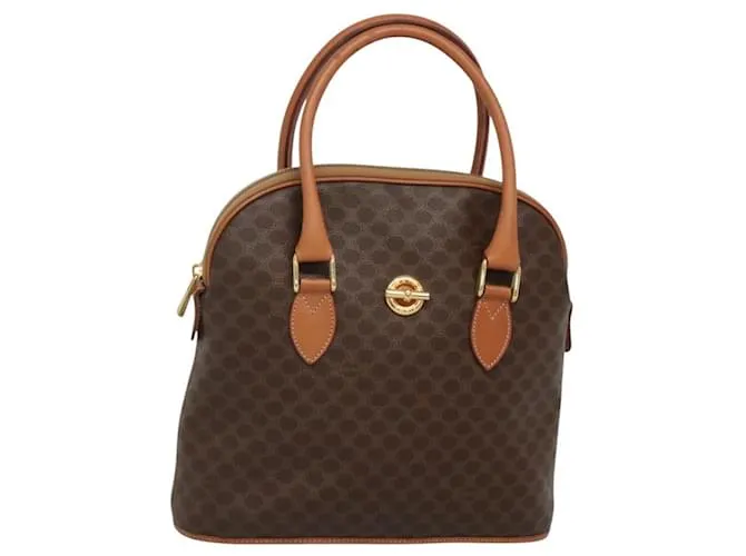 Céline Borsa a mano in tela Macadam CELINE in pelle PVC marrone oro Auth gh019 D'oro