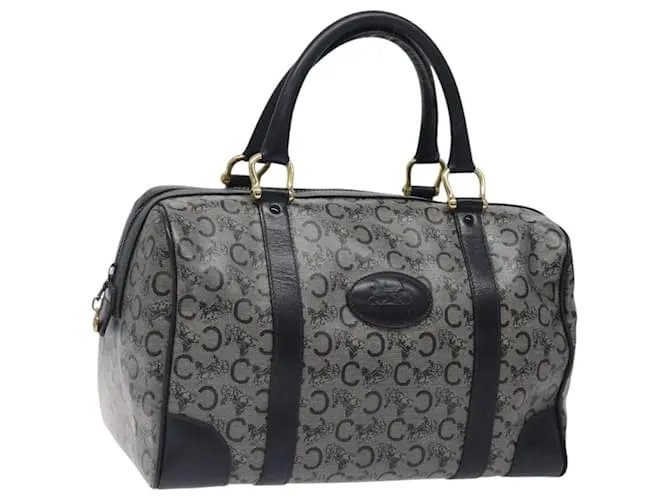 Céline Borsa a mano CELINE C Sulky in tela rivestita blu navy e oro Auth gh070 D'oro