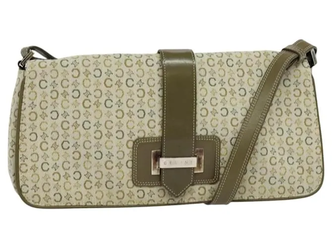 Céline Borsa a spalla in tela Macadam Celine C beige marrone argento autentica gh040