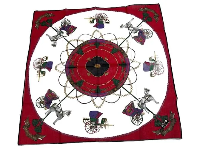 Céline Sciarpa vintage Celine rossa nera bianca Multicolore