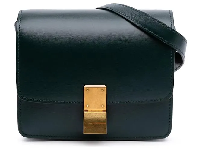 Classic Box Céline Celine Verde Piccolo Pelle di Vitello Scatola Classica Verde scuro