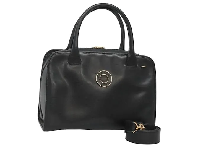 Céline Borsa a mano CELINE in pelle 2 vie nera oro Auth 123321 Nero D'oro