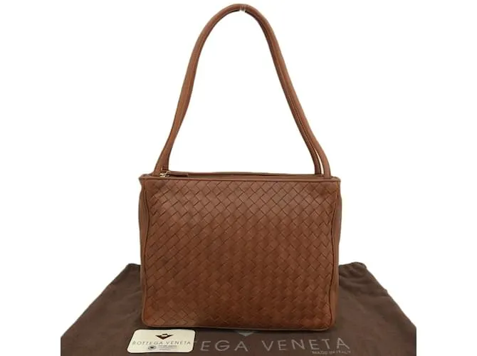 Borsa a Spalla Intrecciato di Bottega Veneta Marrone Arancione