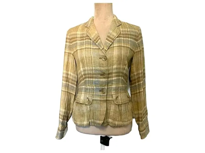Weekend Max Mara Blazer in lino tartan Max Mara Beige