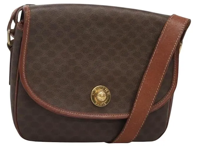 Céline Borsa a spalla in tela Macadam CELINE in pelle PVC marrone oro Auth BD2004 D'oro