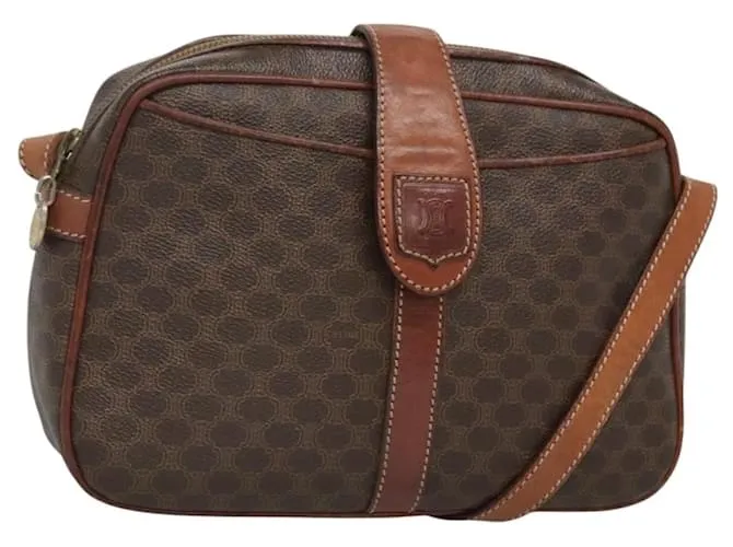 Céline Borsa a spalla in tela Macadam CELINE in pelle PVC marrone oro Auth BA2501 D'oro