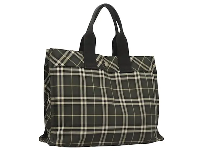 Autre Marque Borsa a mano in nylon khaki con motivo Nova Check Blue Label di Burberrys, argento autentico hs1707 Cachi