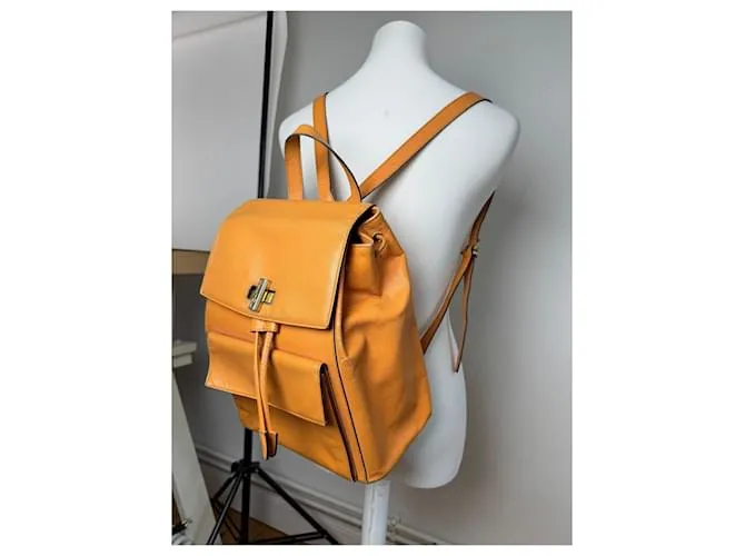 Céline Zaino in pelle vintage Celine Paris arancione Giallo