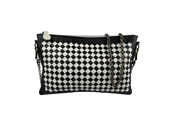 Borsa a spalla Bottega Veneta con catena Nero Bianco