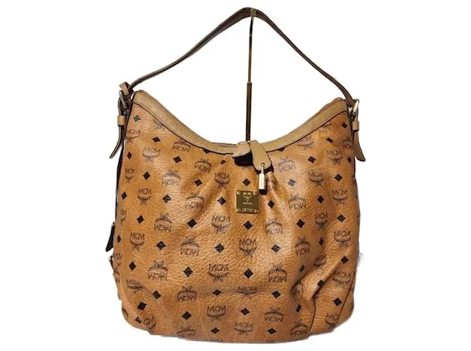 Borsa a spalla MCM Visetos marrone Cognac