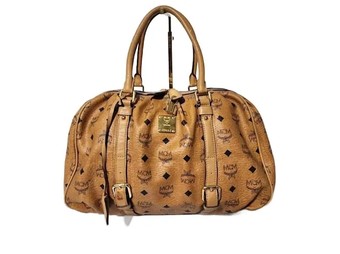 Borsa Boston MCM Visetos Marrone Cognac