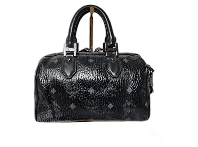 Borsa Boston Mini Ella Visetos MCM Nera/Grigia Nero Grigio