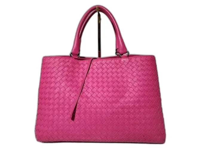 Borsa a Spalla Bottega Veneta Intrecciato Cabat Rosa