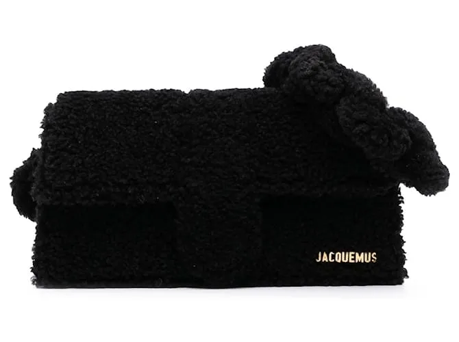 Borsa a spalla Le Bambidou in shearling nero di Jacquemus