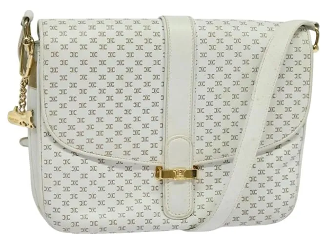 Céline Borsa a spalla in tela Macadam CELINE Bianco Oro Auth 120821 D'oro