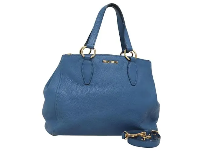 Borsa a mano Miu Miu in pelle 2 vie blu oro Auth 120799 D'oro
